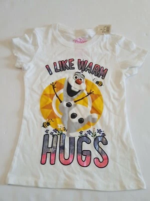 Disney Frozen Olaf T-Shirt Nwt Size S 4/5x White I like warm  Cotton Blend - Image 1 of 2