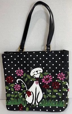 Bolso de Mano con Cuentas Negro Blanco Rojo Gatito Gato sobre Lona Doble Asas Bolso de Mano Cartera Foto 1 de 4