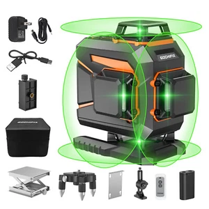 4D 4x360 Laser Level Self Leveling Green Light Laser Level Tool Wall Mount - Picture 1 of 12