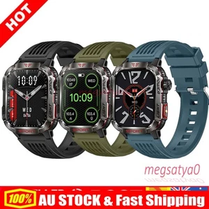 Tactical Smartwatch Sport Rugged Smart Watch Bluetooth Call Heart Rate Men Women - Picture 1 of 6
