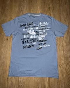 Mens DKNY Blue Cotton New York Logo T Shirt Tee Size Small - Picture 1 of 4