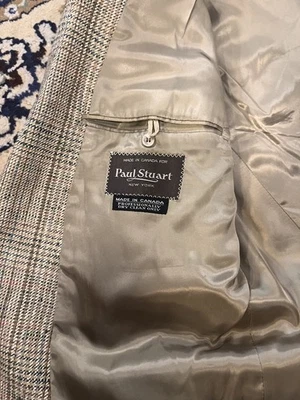 Paul Stuart Men’s Jacket, Sz 46, beige Wool/Silk/Linen Slub Vintage VTG Tweed - Image 1 of 4