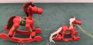 Vintage 1980s Wooden Rocking Horse Christmas Tree Ornaments - Picture 1 of 3
