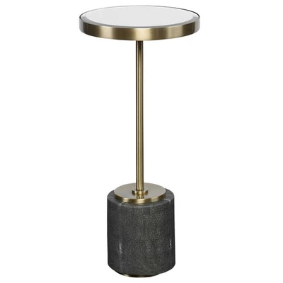 Uttermost 24998 Laurier 12" Diameter Glass Top Iron Side Table - Gray Faux - Image 1 of 4