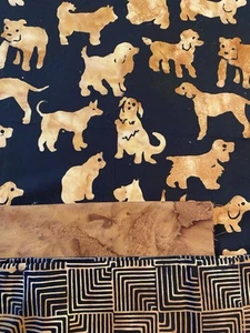Lot of 3 batik fabric fat quarters FQ 18" x22" Dog Breeds and 2 more brown black - Picture 1 of 1