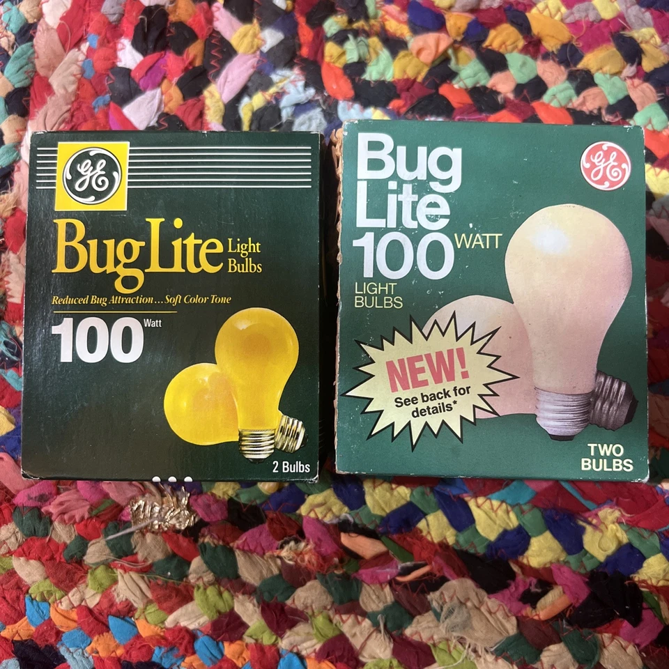 2 复古 GE Bug Lite 2 包 100W 黄色灯泡 带盒 4 个灯泡 — 第 1/3 张图片