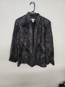 Chico’s Bejeweled Jacket Stunning Jewel Shireen 7/8 Arm Shimmery Size 2 - Bild 1 von 3