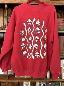 Vintage 80er 90er Tultex SKIING BÄREN Sweatshirt Weihnachten rot 2XL - Bild 1 von 10