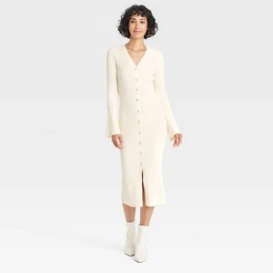 Women's Bell Long Sleeve Midi Sweater Dress - A New Day - Picture 1 of 6