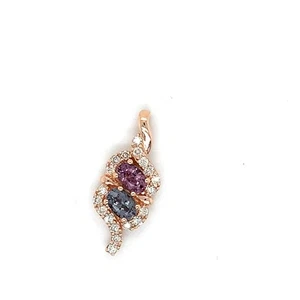 Le Vian 14KRose Gold Two-Stone Oval Purple & Gray Spinel w/White Diamond Pendant - Picture 1 of 13