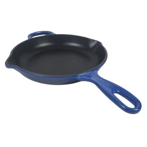Le Creuset Signature Enameled 9” Cast Iron Skillet Fry Pan Lapis FLAWS NWOB - Picture 1 of 9