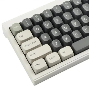 PBT Double Shot Keycaps 172 Keys YMK Profile Keycaps, Classic Retro White Grey D - Picture 1 of 11