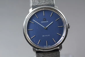 Vintage Omega De Ville TOOL.104 Handaufzug Navy Dial 33mm Herrenuhr JAPAN - Bild 1 von 10