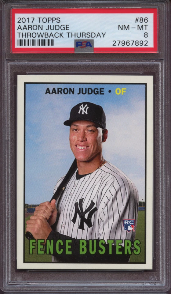 2017 Topps Throwback Thursday 86 Aaron Judge PSA 8  NM Mint RC - Image 1 of 1