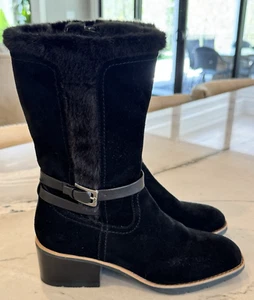 BARETRAPS Womens Black Posture Plus Foot Bed Ginger Toe Suede Leather Boots 8.5 - Picture 1 of 9