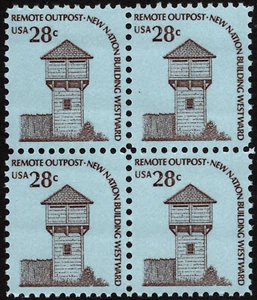 US Stamp Scott # 1604 Mint NH Block - 28 Cents Remote Outpost Americana Series - Picture 1 of 1