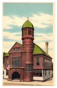 Town Hall East Greenwich Rhode Island Linen Postcard - Picture 1 of 2