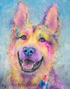 Deutscher Schäferhund Kunstdruck von Krystle Cole - Hund Gemälde Giclée Druck Wanddeko - Bild 1 von 5