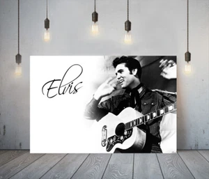 MUSICIAN ELVIS 2-DEEP FRAMED CANVAS WALL ART PICTURE PAPER PRINT- BLACK - Picture 1 of 17