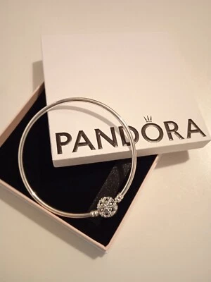 "PANDORA" AUTENTICO BRACCIALE RIGIDO LIMITED 2022 Fiocco di neve ❄️ ARGENTO 21CM - Immagine 1 di 4