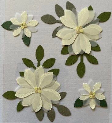 Pegatinas dimensionales FLOR CREMA (4 piezas) Jolee’s•Vitela •Hojas•Boda•Jardín• Foto 1 de 4