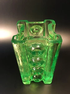 Space Age Vase / Glasblockvase / Brutalismus / 60er 70er / Uranglas / Pop Art - Bild 1 von 20