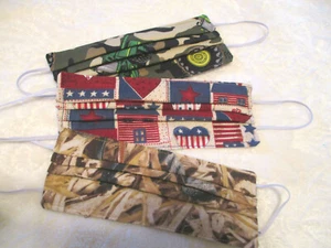 FACE MASKS~Adult Size~3 qty. Camo & Patriotic~Handmade~NEW - Photo 1/8