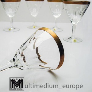 5 Stück Weingläser Goldrand Stil Antik Kristall Glas aus Zwiesel handgeschliffen