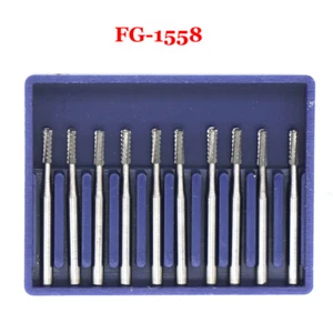 10pcs Dental Carbide Tungsten Steel Burs Drills FG 1558 High Speed Cylinder Bur - Picture 1 of 4
