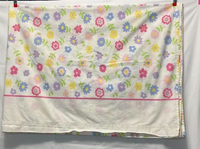 Vintage Años 80 Multicolor Floral DOBLE HOJA PLANA Flower Power Brady Bunch Foto 1 de 4