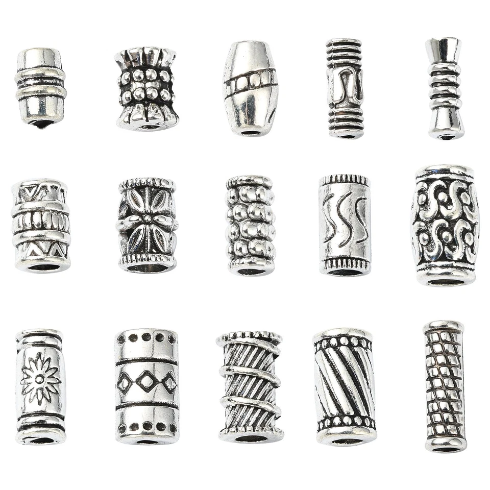 150pcs Column Spacer Beads Tibetan Antique Silver Tube Beads DIY Craft Beads - Image 1 of 4