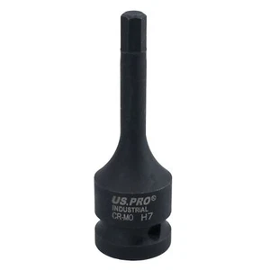 7mm x 78mm 1/2in Drive Extra Long Impact Impacted Allen Hex Key Male Socket - Picture 1 of 6