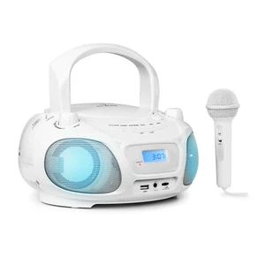 Reproductor de CD Portátil Bluetooth USB FM Radio Niños Boombox con Micrófono LED Blanco - Imagen 1 de 10