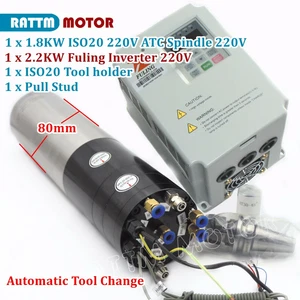 1.8KW ISO20 220V ATC Water Cooled Spindle Motor Automatic Tool Change+2.2KW VFD - Picture 1 of 12