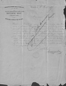 MONTARGIS FACTURE " MAISON ROUSSEAU-RIOU BEURRE " TIMBRE CERES LOSANGE 1875 - Picture 1 of 2
