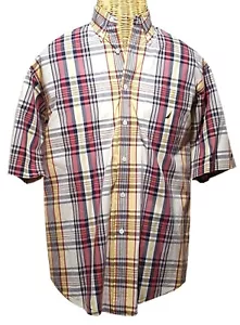 Camisa NAUTICA a cuadros 100 % algodón con botones para hombre grande (L) manga corta - Imagen 1 de 3