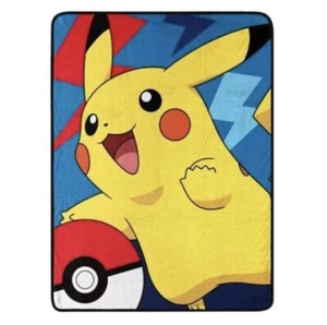 Pikachu Throw Blanket 46 x 60 Inches Pokemon Nintendo Poke Ball Very Soft NEW - Picture 1 of 2