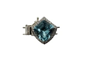 Clasp of Genuine BLUETOPAZ /MOISSANITE/W26MM/L18.50MM/H10.50MM/2Sts/6.65 Gr/$186 - Picture 1 of 4