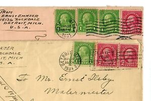 1931-34 Nice Lot of 2 Covers with Stamps Detroit Michigan to Copenhagen Denmark