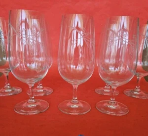 Lenox Chirp Wasser, Eistee, Glas, Kelch, Blätter, Blumen geätzt, 7 3/8" Neu ohne Etikett - Bild 1 von 12
