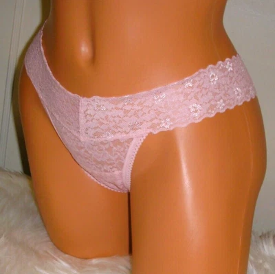 Panties Lingerie Betsy Johnson Pastel Pink Lace Thong   Medium  Adult Gift - Image 1 of 4