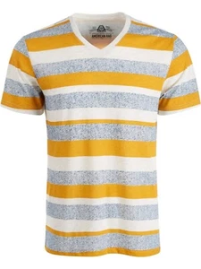 American Rag Cie Men Size Small T-Shirt V-Neck Gray Yellow Striped Cotton Blend - Picture 1 of 8