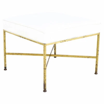 Paul McCobb para Calvin Mid Century Latón X Base Taburete Otomano Foto 1 de 4