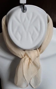 Vintage 60s Sheer Cream Colored Square Scarf 20 x 20 - Picture 1 of 5