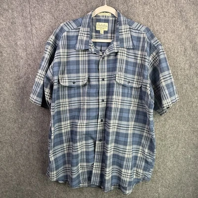 Cabela's Men's XL Blue Plaid Casual Button-Down Shirt Polyester Cotton - Image 1 of 4