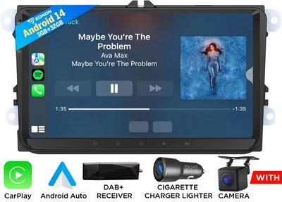 CAM+DAB+9"Android 14 VWX7 Autoradio Navi CarPlay RDS Für VW GOLF 5 6 Passat Polo - Bild 1 von 4