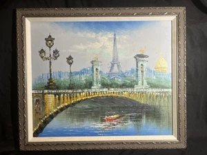 Caroline Burnett? Paris Straßenszene Eiffelturm Seine Ölgemälde  - Bild 1 von 15