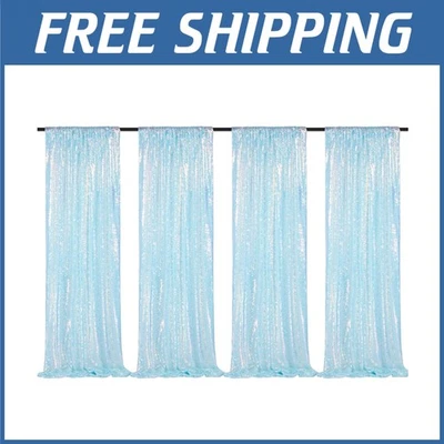 Tela de fondo de lentejuelas azul sirena brillante, 4 piezas Foto 1 de 4