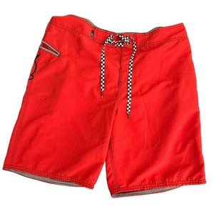 Costume da bagno pantaloncino tavola disfunzionale vintage LOST 36 rosso con coulisse a scacchiera - Foto 1 di 9