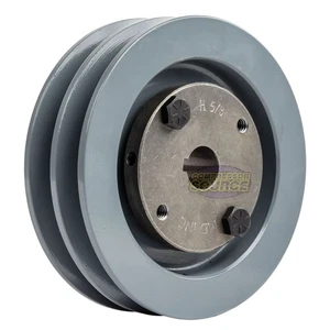 Cast Iron 4.5" Dual Groove Pulley 2 Belt A Section 4L with 5/8" Sheave Bushing - Picture 1 of 6